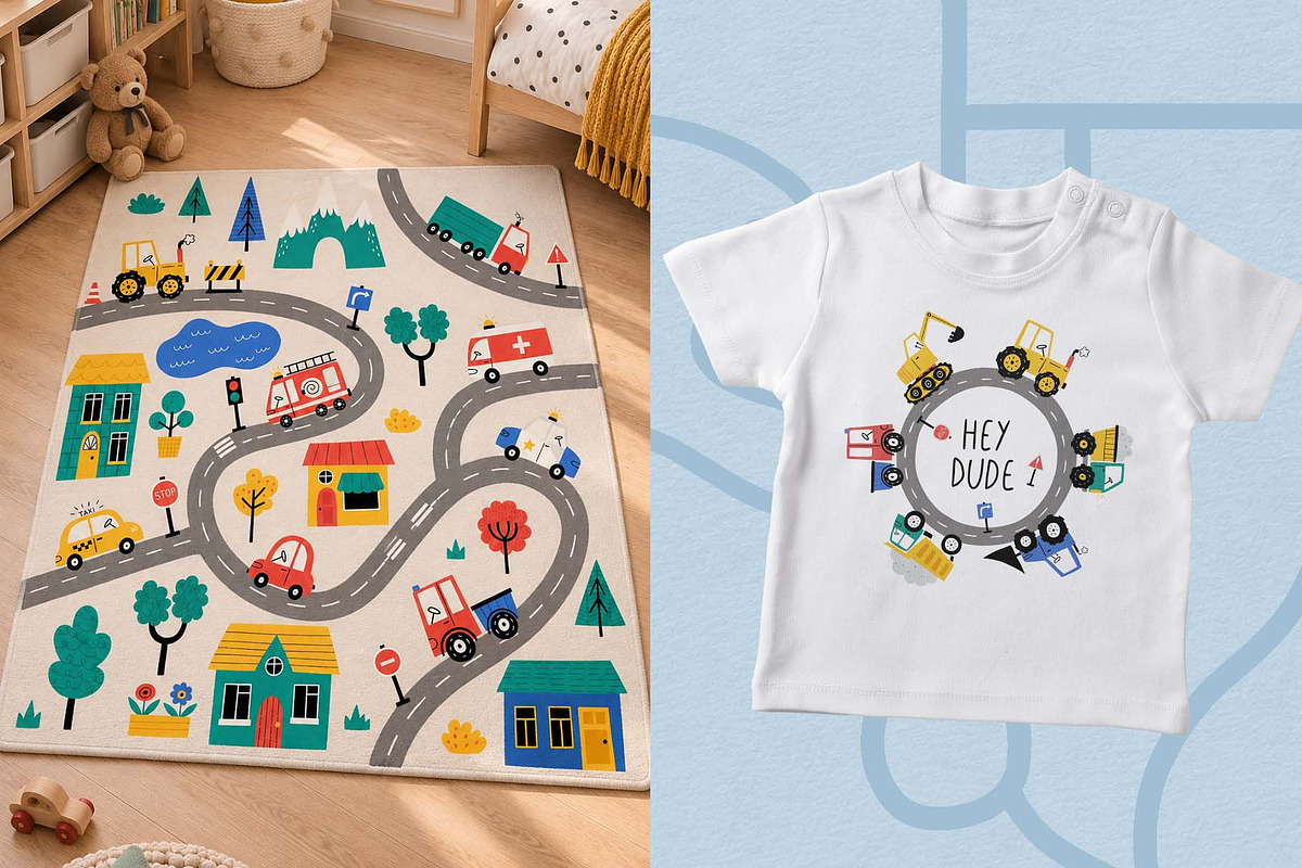 Kids Cars Clipart & Map Creator, a Transportation Illustration by Irina Ostapenko (Photo 10 of 14)