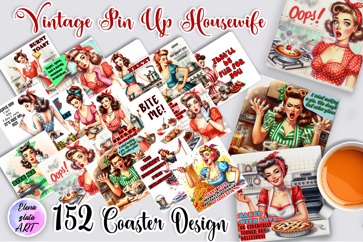 Pin Up Girl Coaster - Sarcastic, a Person Illustration by ElenazlataArt (Photo 1 of 10)