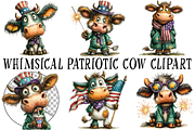 Whimsical Patriotic Cow Clipart, an Illustration by OK Design (Thumbnail 2 of 6)