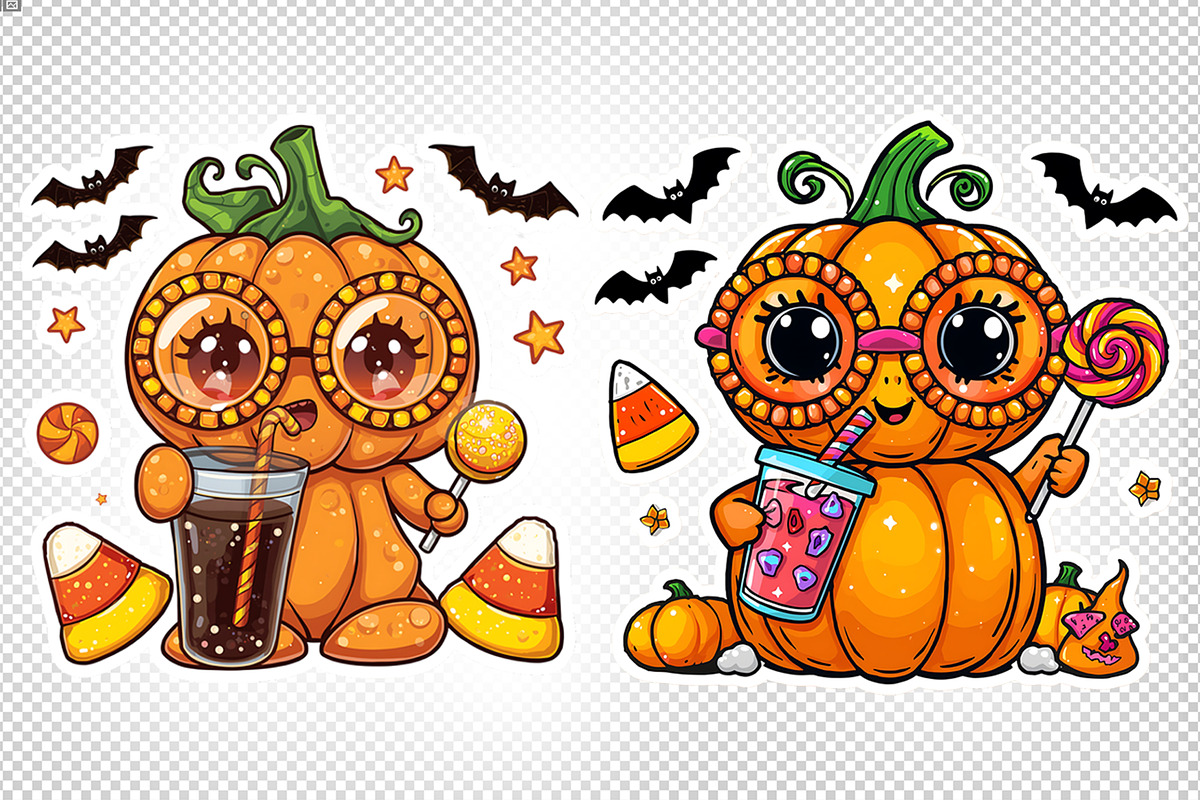 Cute Halloween Pumpkin Drink Bundle, an Illustration by Artonix (Photo 3 of 5)