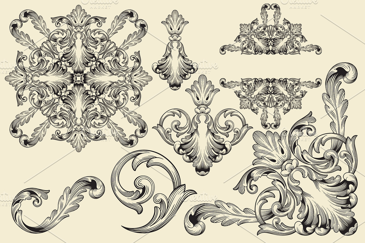 Vintage Ornaments Baroque Border, a Decorative Illustration by Samira (Photo 3 of 6)