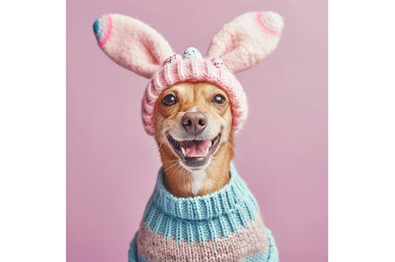 Easter cute dog in hat with bunny, an Animal Photo by Yulia Furman