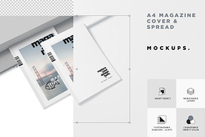 A4 Magazine Cover & Spread Mockups