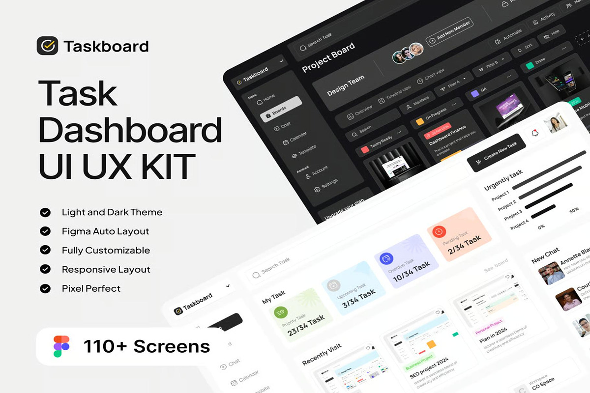 Taskboard - Task Dashboard UI UX KIT, an UI Kit Template by Lumina_ui_ux202 (Photo 1 of 7)