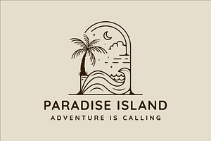 palm tree and ocean logo line art, a Branding & Logo Template by zyxroun shop