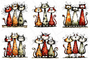 Whimsical Christmas Cats Clipart, a Texture Illustration by DreamPrint404 (Thumbnail 4 of 6)