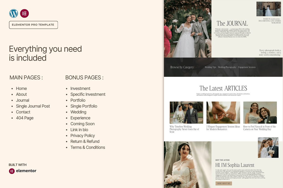 Photography WordPress Template Kit, a WordPress Template by Web Template Market (Photo 2 of 8)