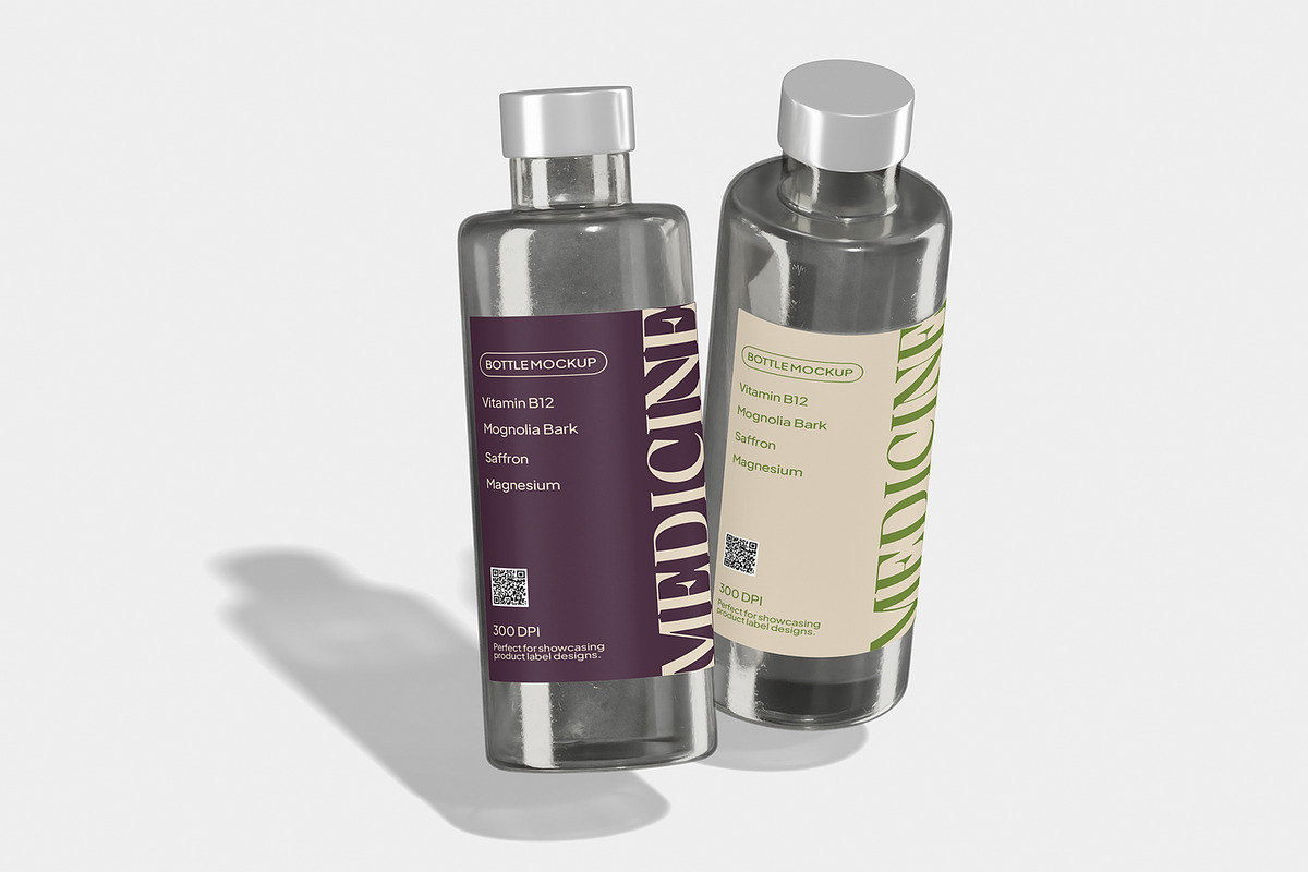 Glass Medicine Bottle Mockup, a Packaging Mockup by Unerispace (Photo 2 of 5)