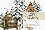 Christmas Forest Cabin Clipart, an Illustration by Ksenia Shmakova (Thumbnail 1 of 13)