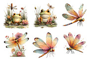 Summer Frog & Dragonfly Pond Clipart, a Seasonal Illustration by Designworld (Thumbnail 4 of 10)