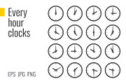Clocks with parts of hour, an Outline Icon by Primula`s shop (Thumbnail 3 of 3)