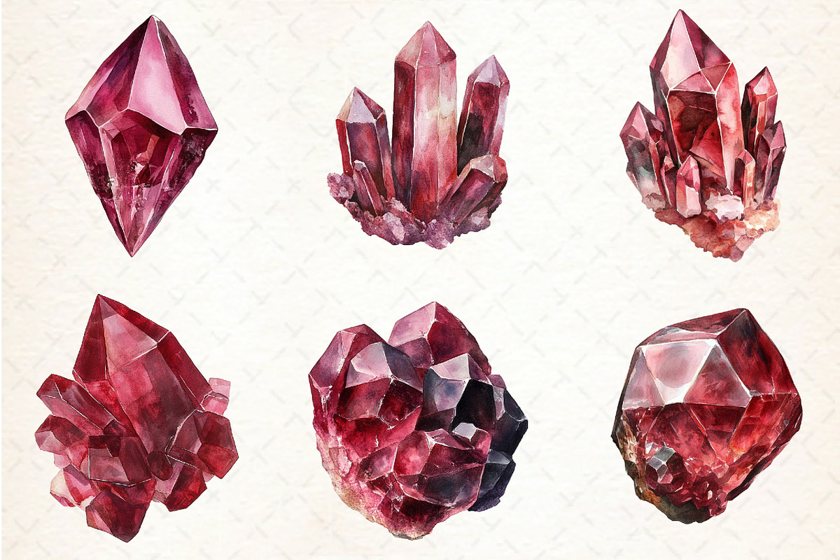 Burgundy Crystals and Gems Clipart, an Illustration by Libby Wishes (Photo 6 of 7)