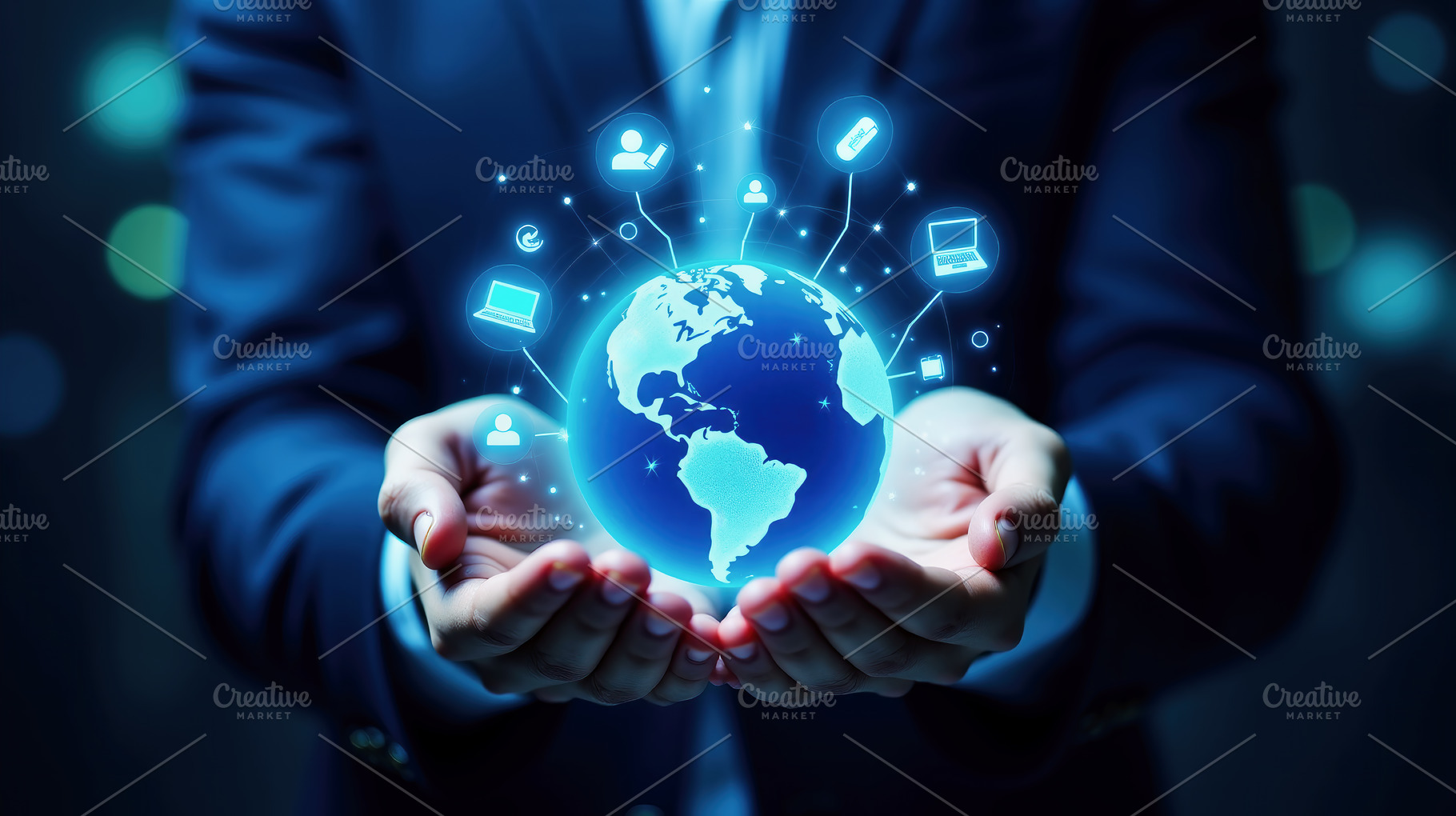 Digital World in the Hands of a Busi, a Photo by Perpis