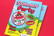 Blue Yellow Summer Party Flyer Set, a Flyer Template by graphicook (Thumbnail 2 of 3)