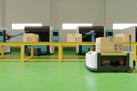 Automated guided vehicles agv containing 3d, 3d illustration, and agv, a Transportation Photo by vanitjan
