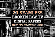 20 Seamless Broken B/W TV Patterns, a Pattern Graphic by Nordic Design (Thumbnail 1 of 9)