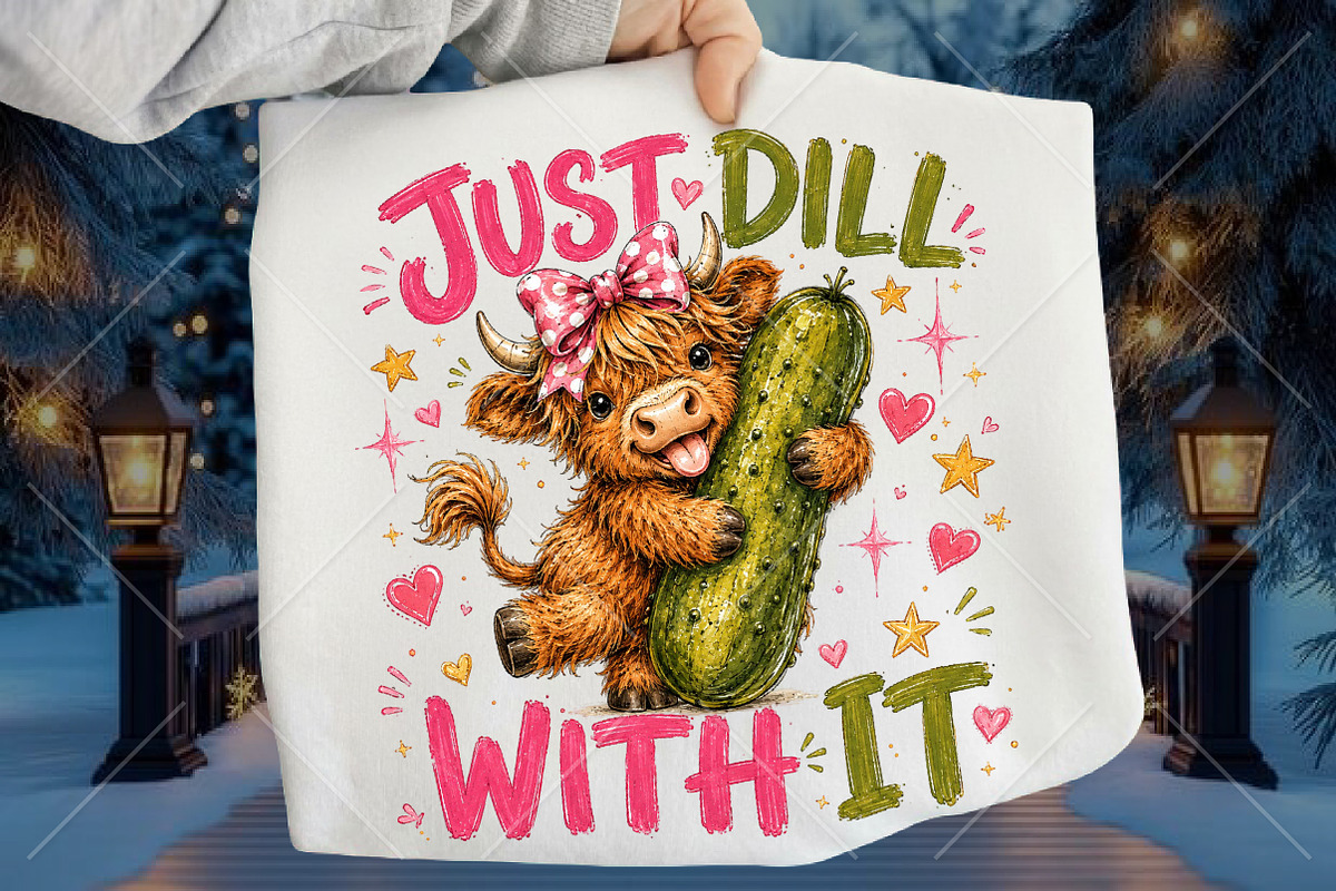 Just Dill with Pickle Highland Cow, a Seasonal Illustration by Canvas Craft (Photo 1 of 6)