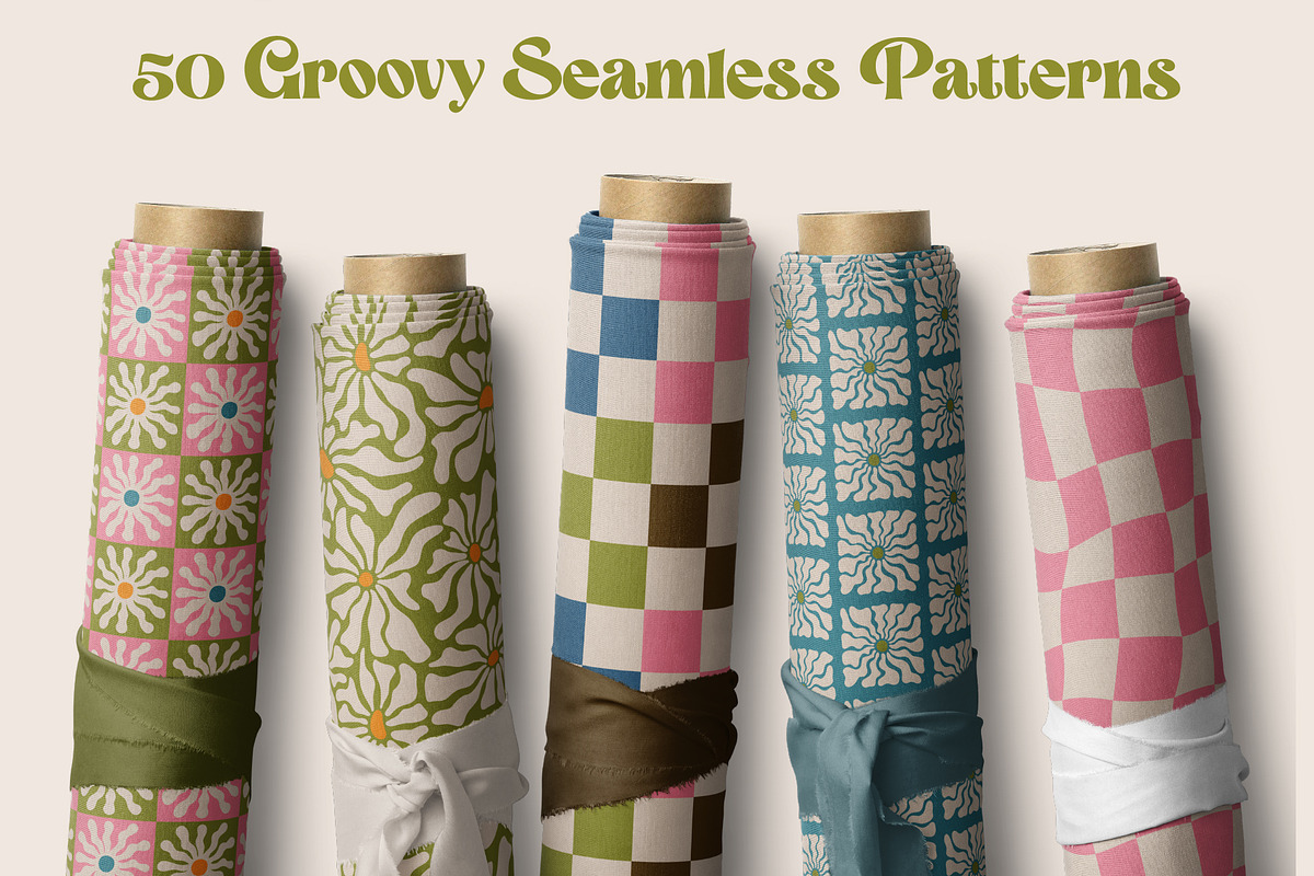 50 Groovy Retro Seamless Patterns, a Pattern Graphic by AnnArt (Photo 3 of 8)