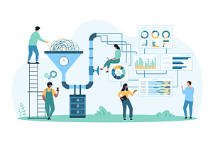 Big data funnel AI technology, a Technology Illustration by Flashvector