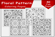 Floral Pattern Coloring Pages, a Print Template by Lamia Emad (Thumbnail 1 of 4)