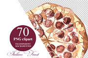 Italian Feast Watercolor Clipart, a Food Illustration by ArtCreationsDesign (Thumbnail 6 of 9)