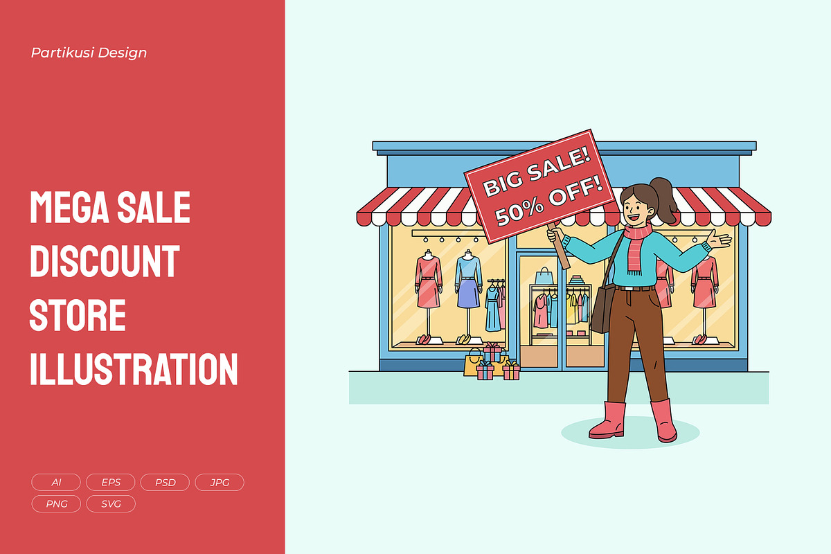 Mega Sale Discount Store, a Seasonal Illustration by Partikusi Design (Photo 1 of 3)