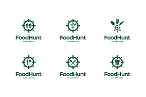 Set Of Food Hunter Logo Designs