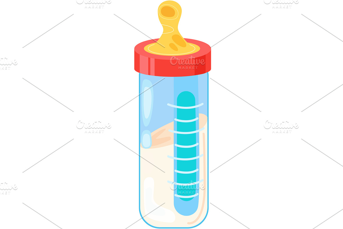 Flat baby milk bottle vector, a Food Illustration by vectorpointstudio