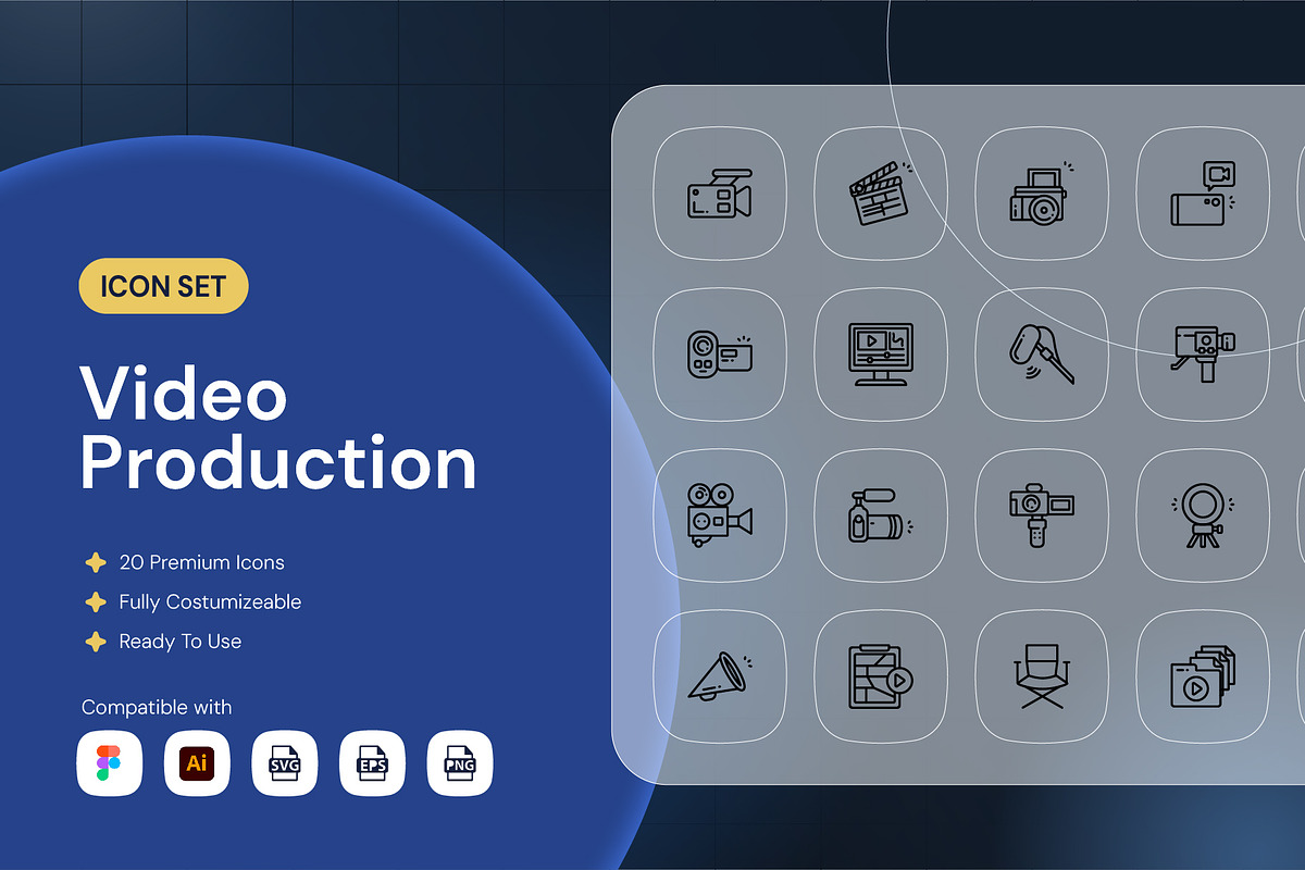 Video Production Icon, an Outline Icon by Nathaya Studio (Photo 1 of 2)