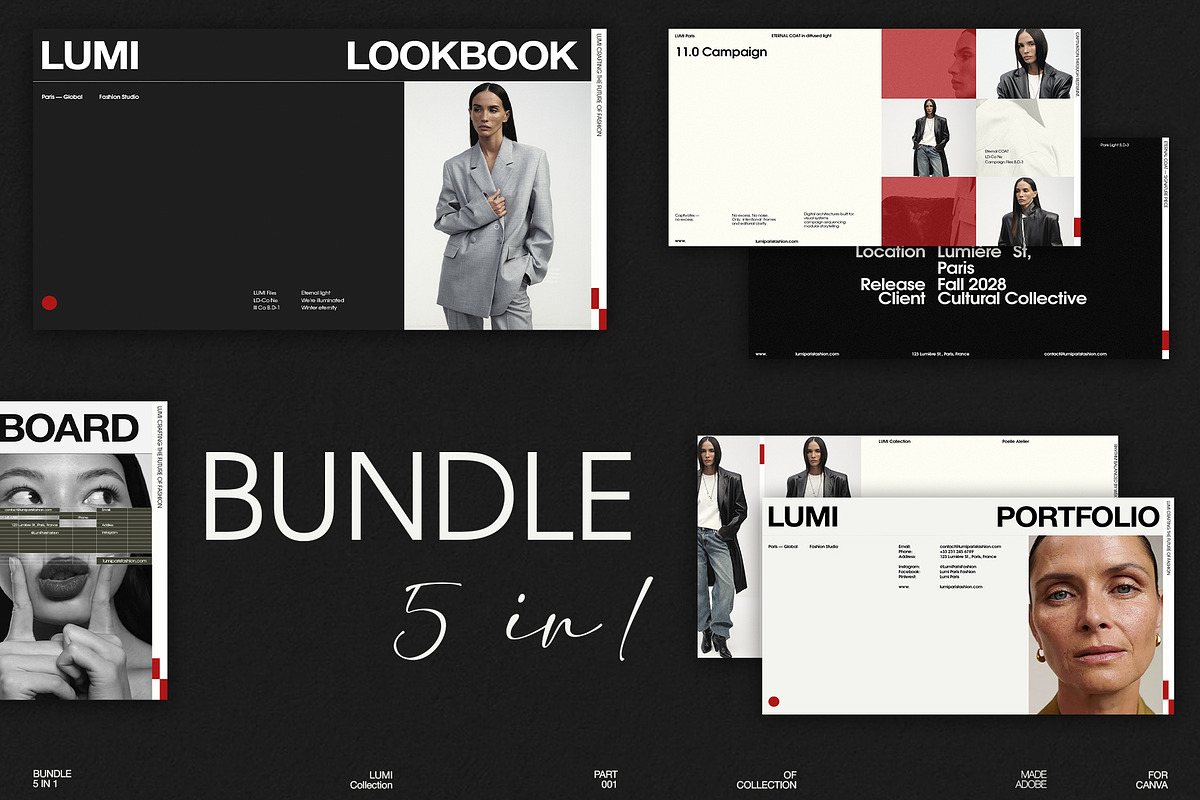 LUMI Bundle | 5 in 1 — Canva & Adobe, a Presentation Template by Viva Agency (Photo 1 of 12)