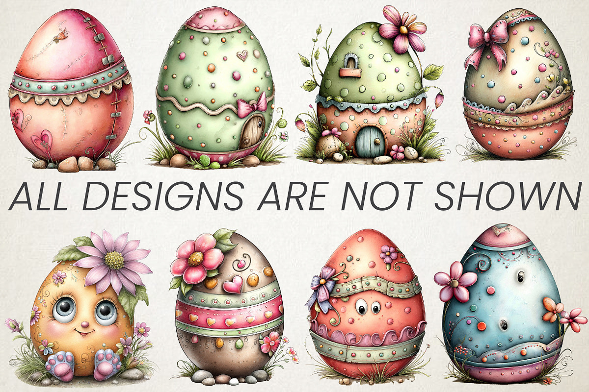 Quirky Easter Egg Watercolor Clipart, an Illustration by RobertsArt (Photo 3 of 5)