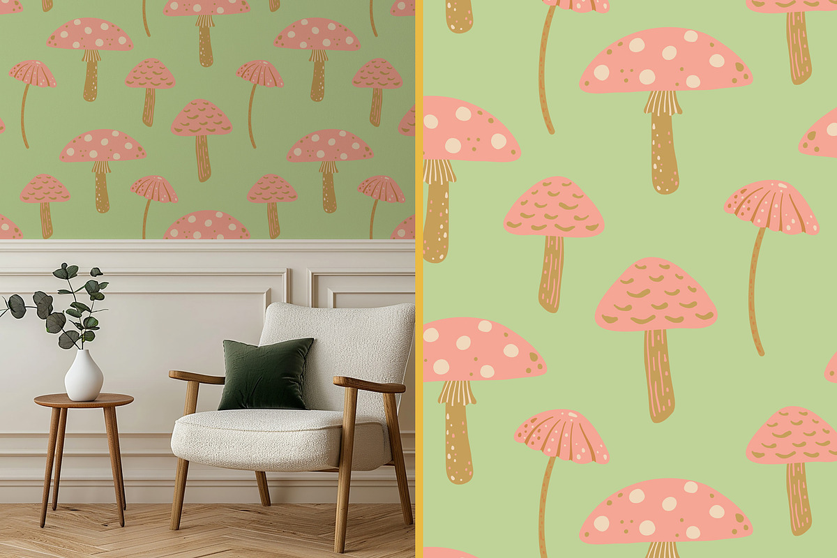 Woodland Mushrooms pattern & clipart, a Seasonal Illustration by Carpet Tapete Pretzel (Photo 11 of 13)