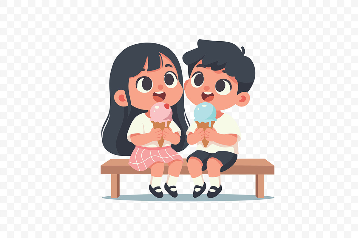 Little Children Eating Ice Cream, a Person Illustration by Partikusi Design (Photo 3 of 3)