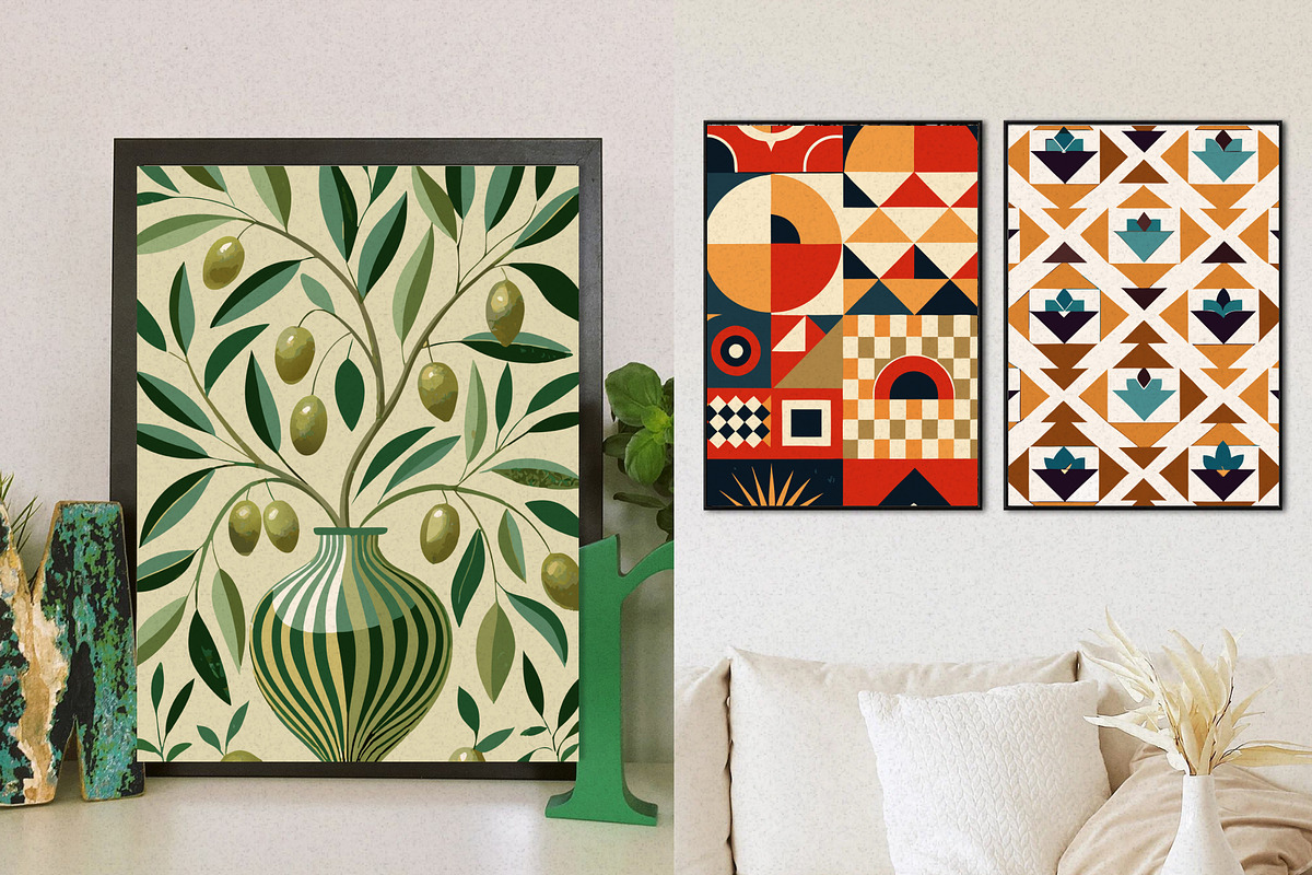 Pattern Wall Art Printable Set, a Wallpaper Graphic by Helospace (Photo 4 of 10)