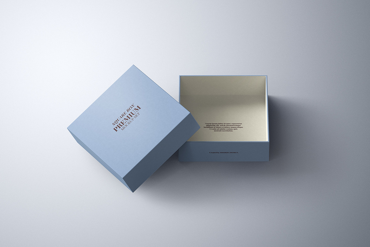 Square Rigid Two-Piece Box Mockup, a Packaging Mockup by Sheikhadesign (Photo 11 of 11)