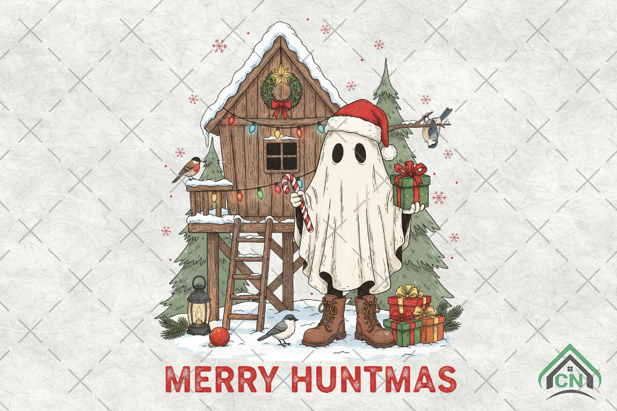 Merry Huntmas Christmas Ghost, an Illustration by Craft Nest (Photo 1 of 6)