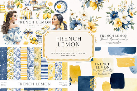 French Lemon Collection, a Decorative Illustration by PeDe Designs