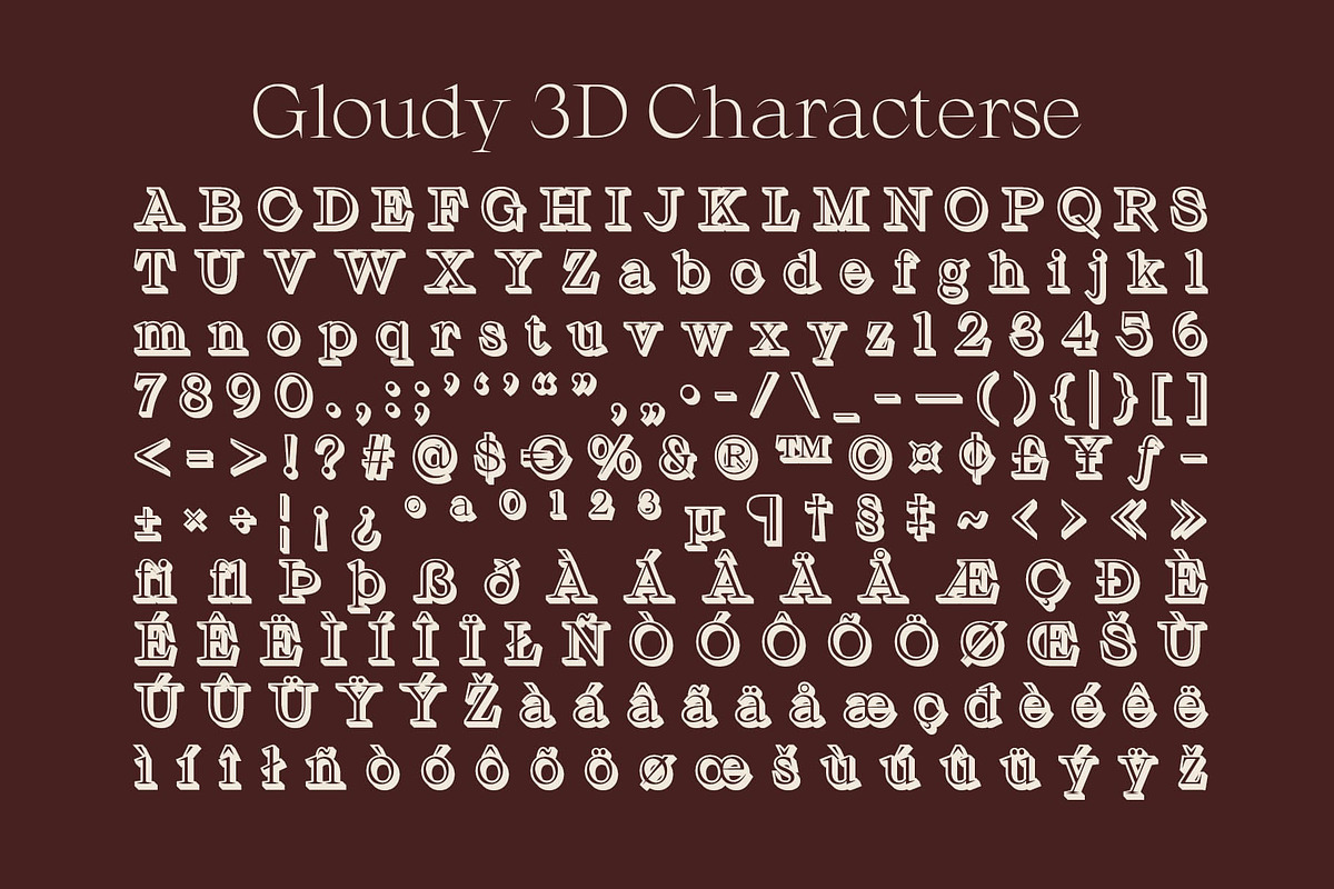 Gloudy 3D, a Serif Font by Craft Supply Co. (Photo 8 of 8)