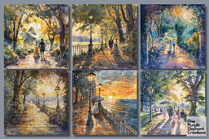 Watercolor Regency Park Promenade