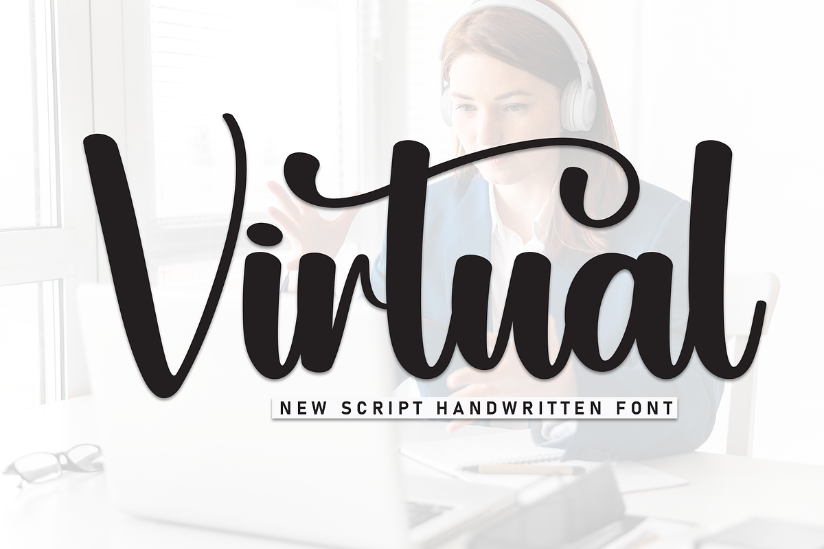 Virtual | Script Font, a Handwritten Font by Scratchones (Photo 1 of 9)