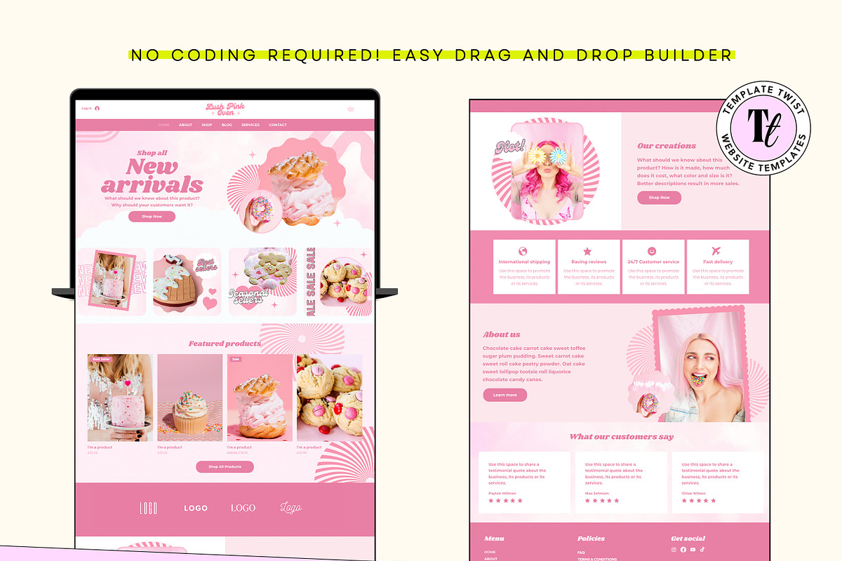 Pink Bakery Wix Website Template, a Wix Template by Template Twist Shop (Photo 8 of 10)