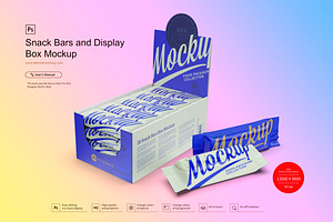 Snack Bars And Display Box Mockup