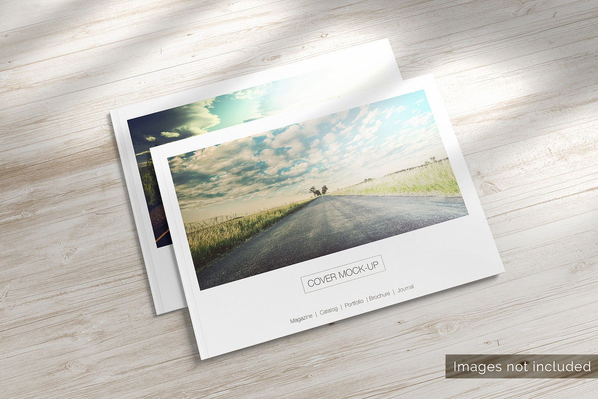 Landscape Magazines clean Mockup, a Print Template by CleanLines