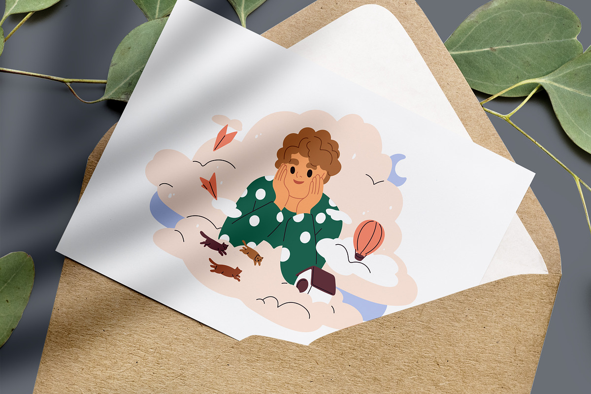 People dream with head in clouds set, a Person Illustration by Good Studio (Photo 7 of 8)