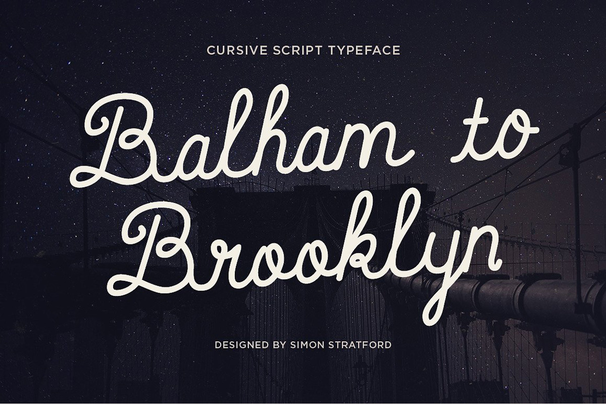 Script font Balham to Brooklyn, a Script Font by Itsmesimon (Photo 1 of 3)
