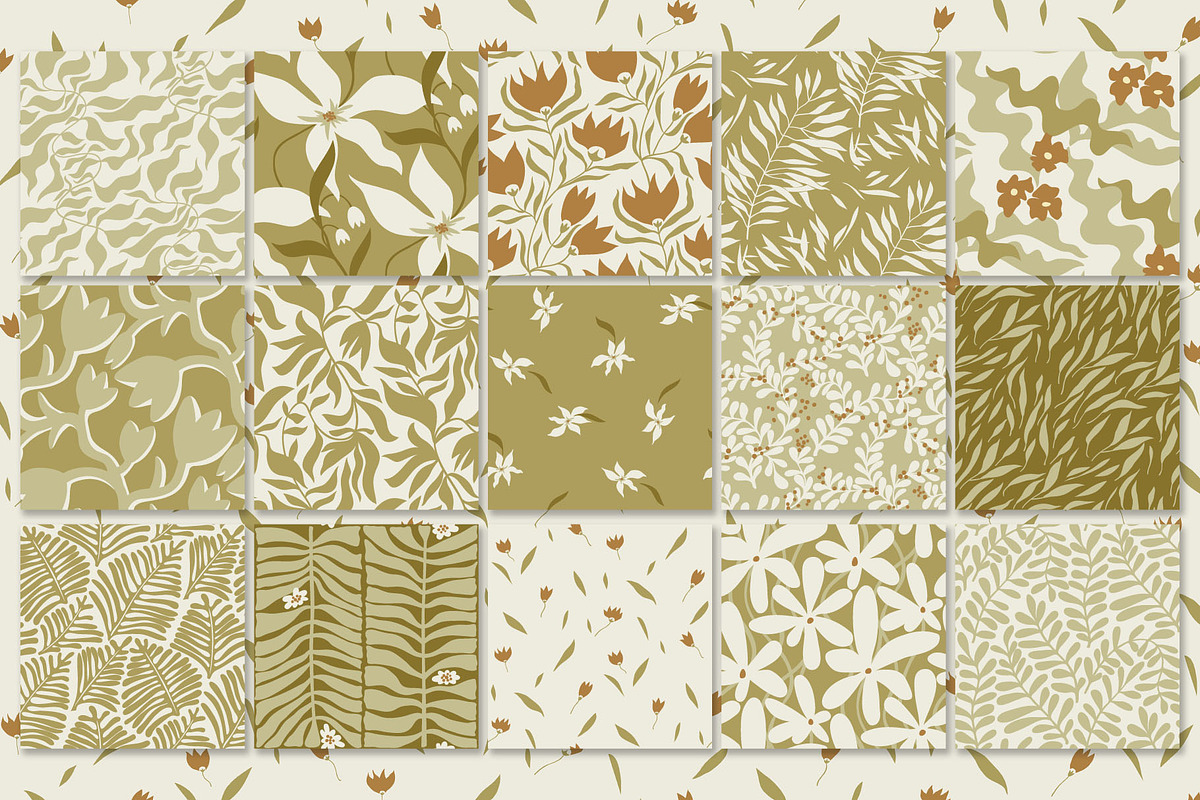 15 floral olive green patterns, a Pattern Graphic by pineart (Photo 2 of 4)