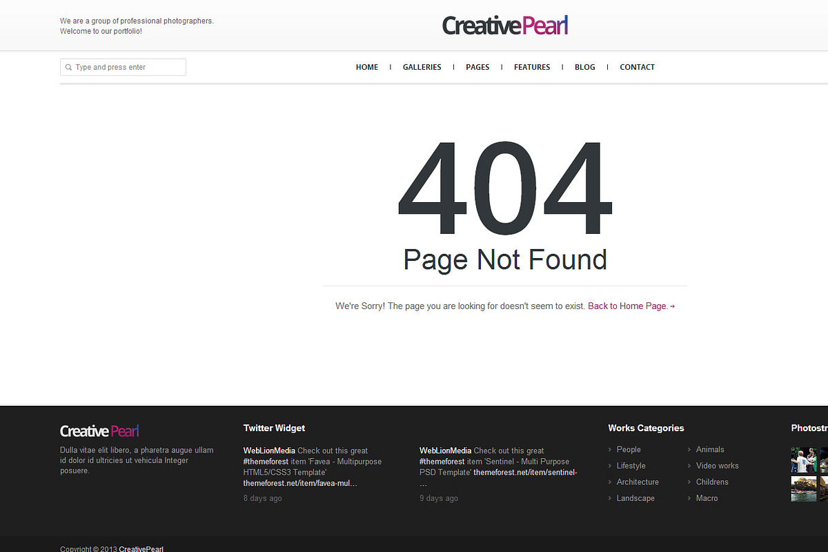 CreativePearl - Photography WP Theme, a WordPress Template by weblion (Photo 23 of 23)