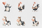 Watercolor Funny Farm Animal Clipart, a Seasonal Illustration by Rose Art (Thumbnail 4 of 7)