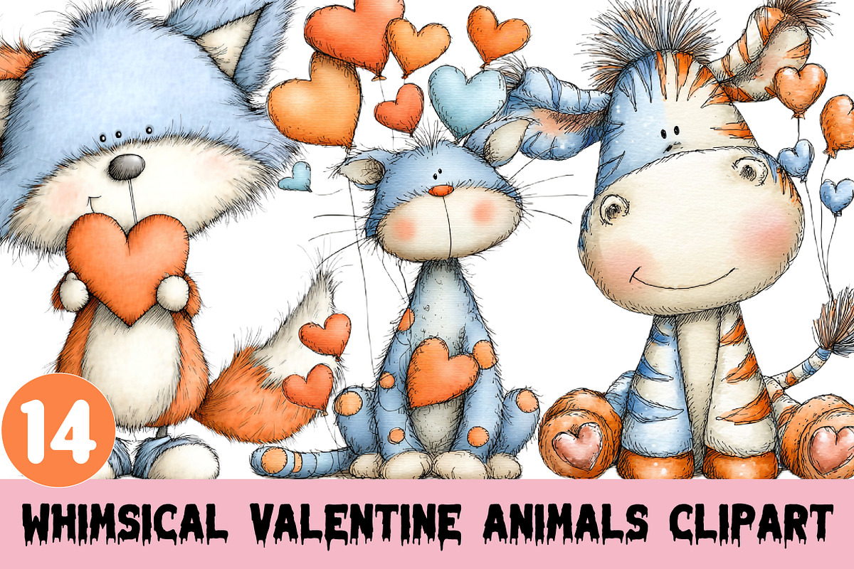 Whimsical Valentine Animals Clipart, a Graphic by CitraGraphics (Photo 1 of 4)