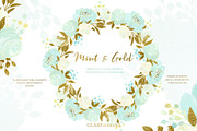 Mint and Gold. Watercolor flowers, an Illustration by LABFcreations (Thumbnail 4 of 7)
